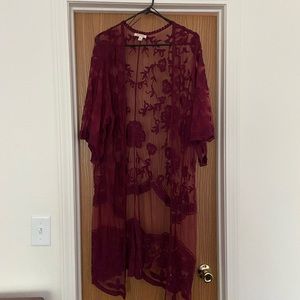 Maroon lace cover up